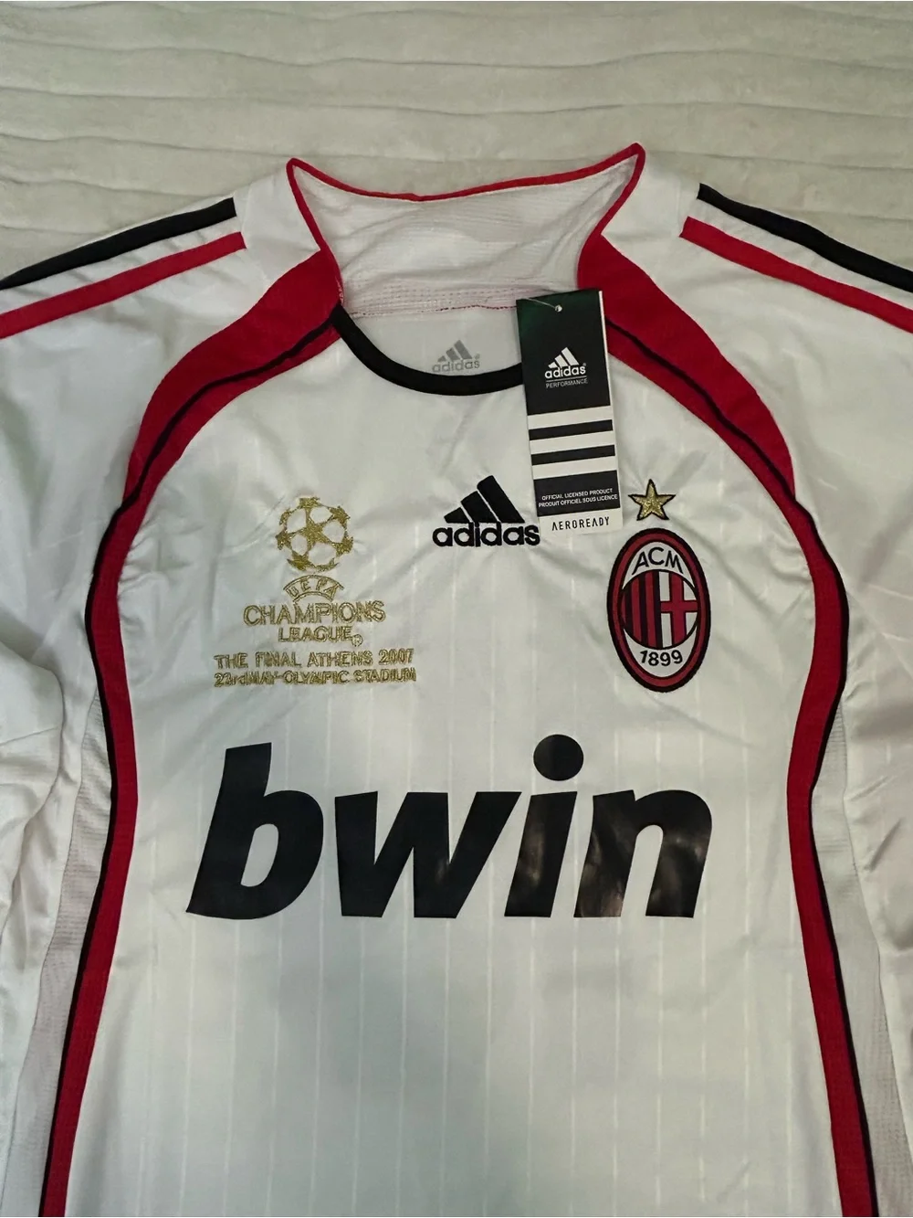 Adidas AC Milan #10 White Red Bwin Long Sleeve Soccer Jersey